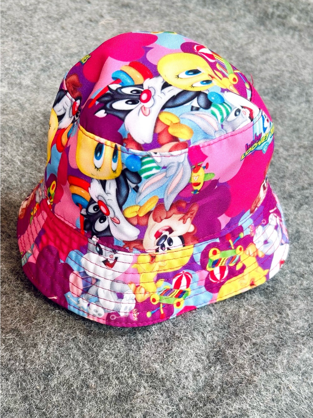 Baby Cartoon Summer Sun Bucket Hat Vibrant Pink Yellow